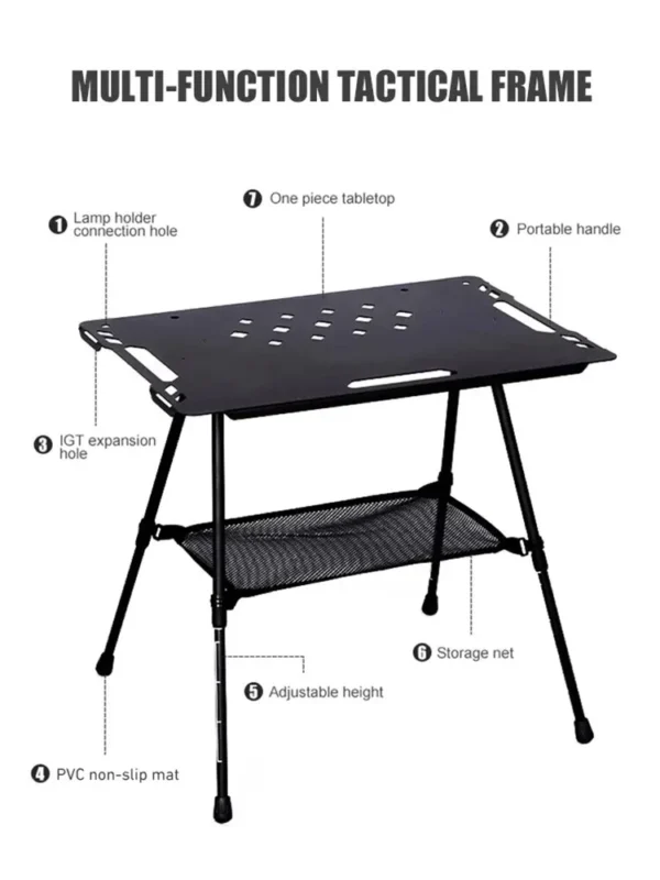 WESTTUNE Camping IGT Tactical Table with Accessories Lightweight Multifunctional Folding Aluminum Alloy Outdoor Table Adjustable - Image 2