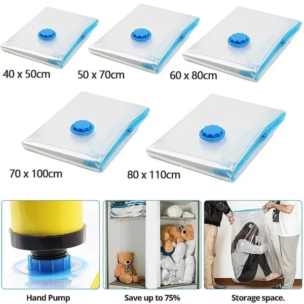 5Pcs Vacuum Storage Bags Vacuum Seal Bag Space Saving Bags for Comforters Clothes Pillow Bedding Blanket Storage - Image 4