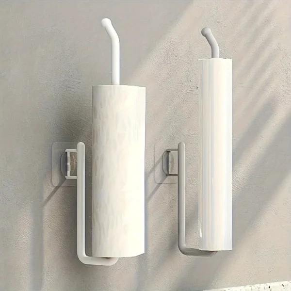 Punch-free Kitchen Paper Towel Rack Toilet Paper Roll Rack Hanger Wall-mounted Towel Bar Kitchen Bathroom Accessories - Image 2