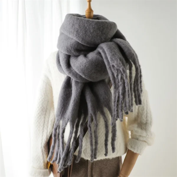 Winter Scarf for Women Cashmere Warm Solid Pashmina Blanket Wraps Female Thick Soft Bufanda Big Tassel Shawl Long Poncho Echarpe - Image 5