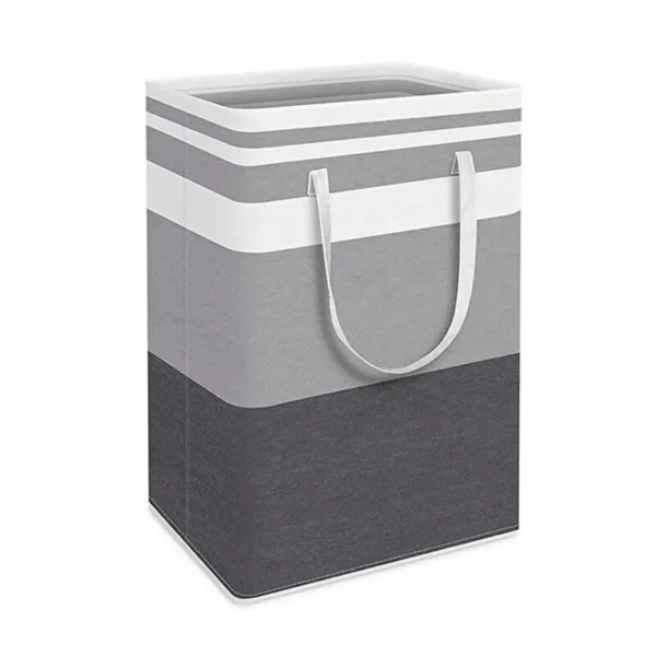 1pc Grey Large Capacity Waterproof Cotton Linen Dirty Clothes Basket Simplified Clothes Sundrie Storage Box Foldable Storage Bag - Image 6