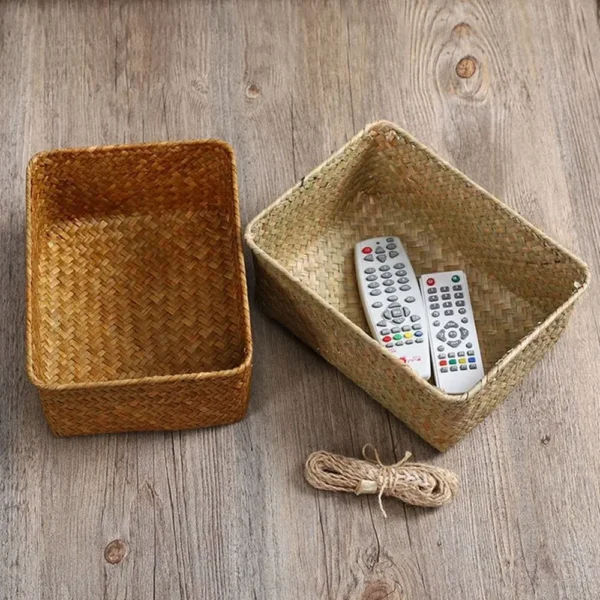 Handmade Straw Dried Flower Fruit Pot Basket Rattan Box Practical  Kitchen Storage Basket Home Decortion - Image 2