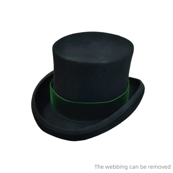 Fedoras Wool Magic high hat British black jazz top hat male court gentleman flat felt hat Webbing sombrero de copa brit??nico - Image 3