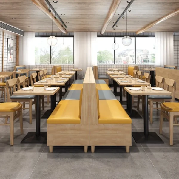 New Design Restaurant Furniture Sets Chair Tables Restaurant Booths Variety of Colors Restaurant Wood Modern Panel PU Leather - Image 3