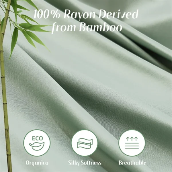 100% Organic Bamboo Bed Sheet Set 4/6 Pieces Silky Bedding Sets Hotel Luxuriously Soft Fitted Sheet Flat Sheet Pillowcase Solid - Image 3