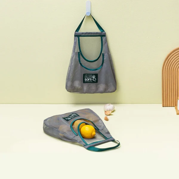 1pc 40x50cm Green Multi-purpose Storage Household Hanging Bag Fruits And Vegetables Portable And Breathable Hanging Storage Bag - Image 3