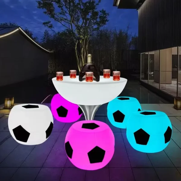 Creative Football LED Luminous Round Coffee Table Waterproof Bar Tables Outdoor Plastic Bench Commercial Furniture Supply - Image 5