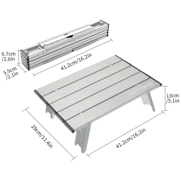 WESTTUNE Mini Camping Table Ultralight Portable Aluminum Alloy Outdoor Table Roll-Up Folding Table for Backpacking Picnic BBQ - Image 2