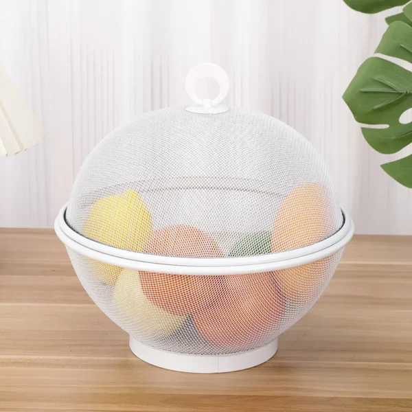 Mesh Fruit Basket with Lid Large Capacity Food Grade Prevent Fly Stainless Steel Kitchen Drain Basket Vegetables Fruit Holder - Image 3