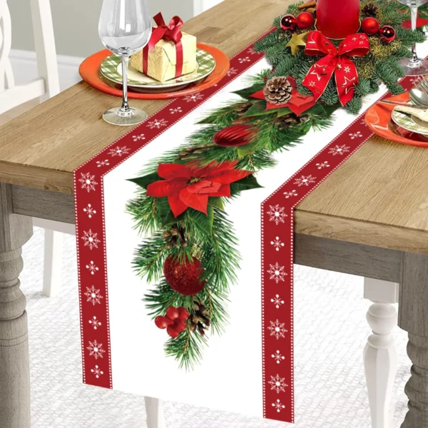 Christmas Table Runner Merry Christmas Decorations For Home 2024 Cristmas Table Flag Cover Navidad Noel Gift New year Tablecloth - Image 4