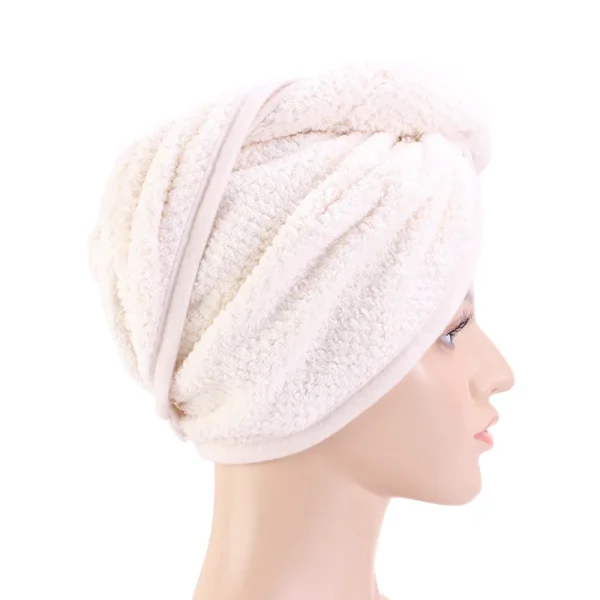 Hair Dry Turban Towel Wraps Solid Color Dry Hair Cap Quick Drying Towel Unisex Soft Bath Head Wraps - Image 4