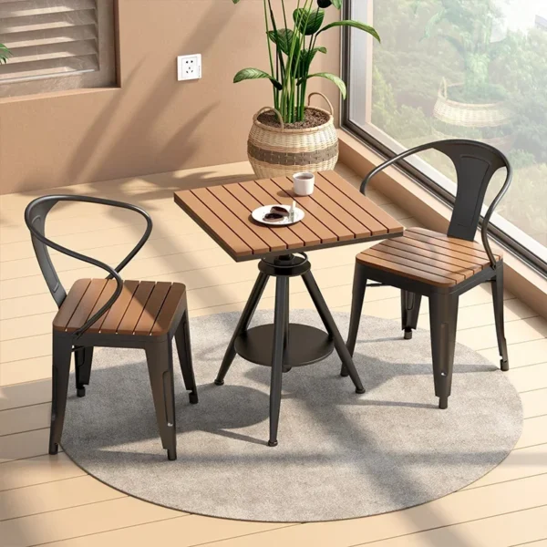 Square Tea Coffee Table Sets Wood Stool Solid Wood Chair Designer Minimalist Coffee Table Living Room Modern Meuble Furniture - Image 3