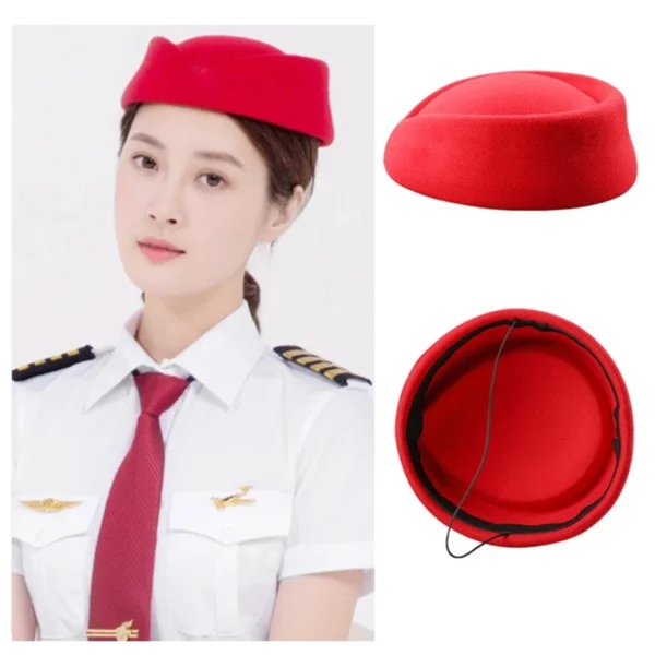 Beret Hat Caps Airline Stewardess Flight Attendant Vintage Looking Hat Uniform Stewardess Pillbox Hat Teardrop Hat Dropshipping - Image 5