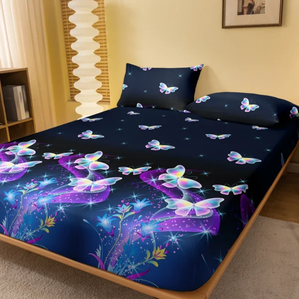 1 piece of butterfly psychedelic patterned frosted bedsheet, bedroom printed bedspread, bedding (excluding pillowcases)