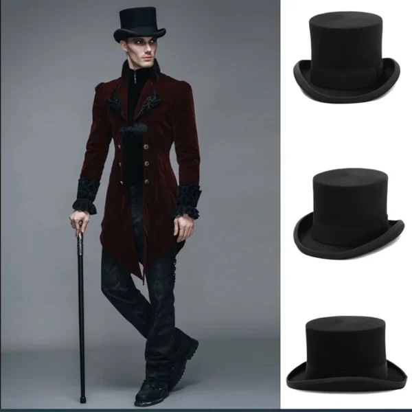 Fedoras Wool Magic high hat British black jazz top hat male court gentleman flat felt hat Webbing sombrero de copa brit??nico