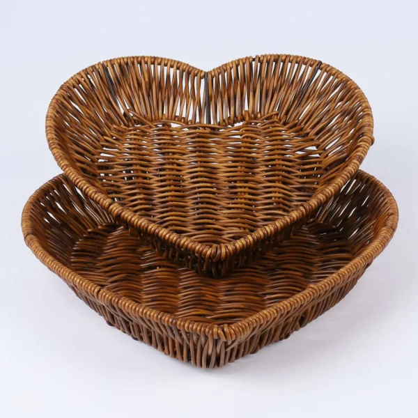 2pcs/set Woven Basket Imitation Rattan Woven Serving Baskets for Bread Fruit Vegetables Restaurant Serving Tabletop Display Ratt