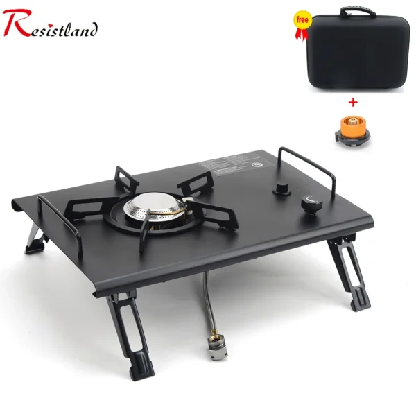 Camping Folding Removable IGT Wood Table Gas Stove  Portable lightweight Camp BBQ Grill Table Outdoor Picnic Fishing table - Image 4