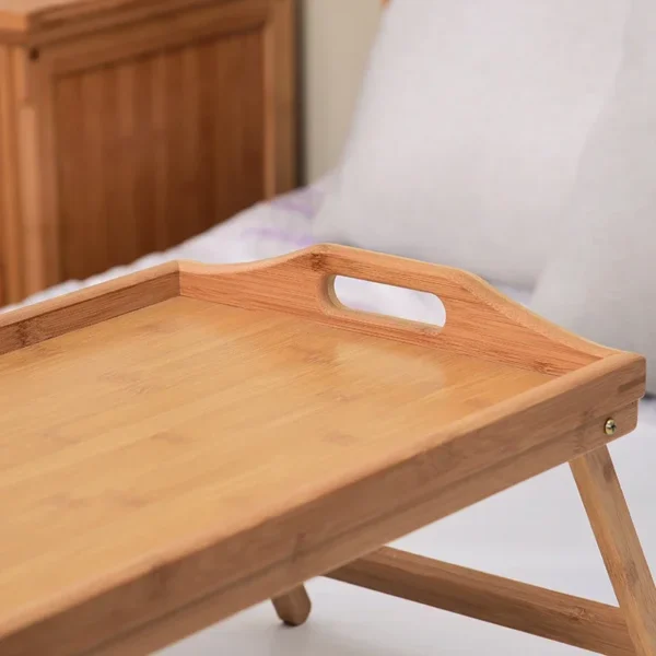 Bamboo Bed Tray Table with Folding Legs Handle Foldable Serving Laptop Tray Snack Tray Breakfast Tray Bed Table Drawing Table - Image 5