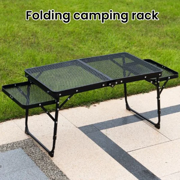 Camping Table Iron Mesh Folding Table Portable Outdoor Camping With Lifting Shelf Aluminium Alloy Dining Table - Image 2