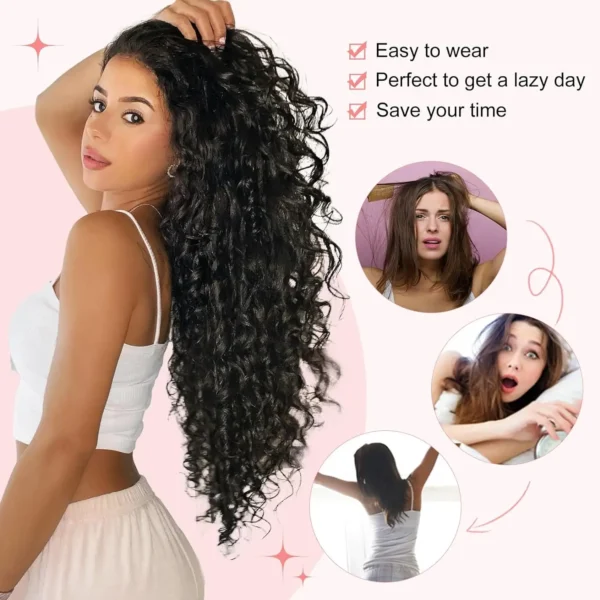 9PCS Clip in Hair Extensions 22 Inch Curly Hair Extension Long Soft Synthetic Hairpieces for Women - Image 4