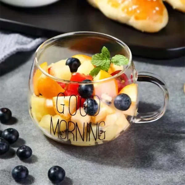 350ml Letter Printed Transparent Creative Glass Coffee Tea Mug Drinks Dessert Breakfast Milk Cup Glass Mugs Handle Drinkware - Image 3