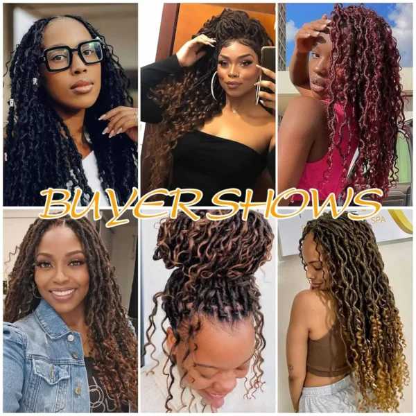 14"Faux Locs Crochet Hair 8Packs Pre Looped Goddess Locs Crochet Hair With Curly End Boho Synthetic Crochet Hair For Black Women - Image 6