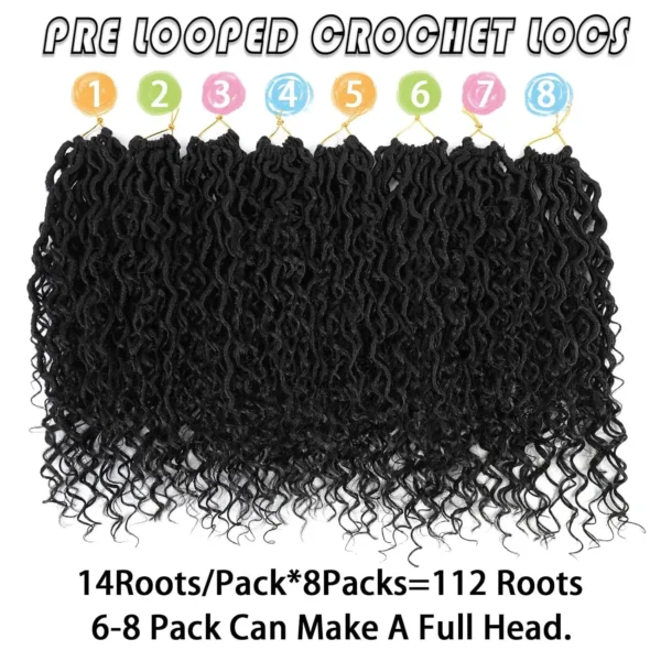 14"Faux Locs Crochet Hair 8Packs Pre Looped Goddess Locs Crochet Hair With Curly End Boho Synthetic Crochet Hair For Black Women - Image 4