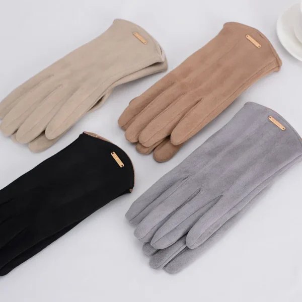 Women Autumn Winter Keep Warm Touch Screen Thin  Solid Simple Gloves Cycling Drive Suede Fabric Elegant Windproof - Image 4