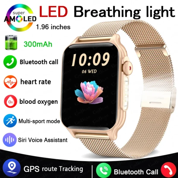 2025 New P6 max SmartWatch Men 1.96" LED Flashlight Smartwatch with IP68 waterproof 100+ Sports Modes for iOS and Android Phone