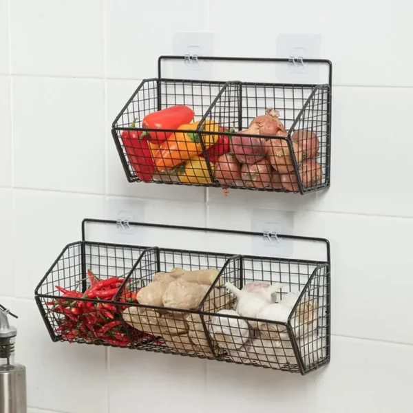 Onion Gginger Garlic Kitchen Shelf Wall Hanging Condiments Spice Vegetable Fruit Storage Rack Wall Drain Basket Punch-Free - Image 5