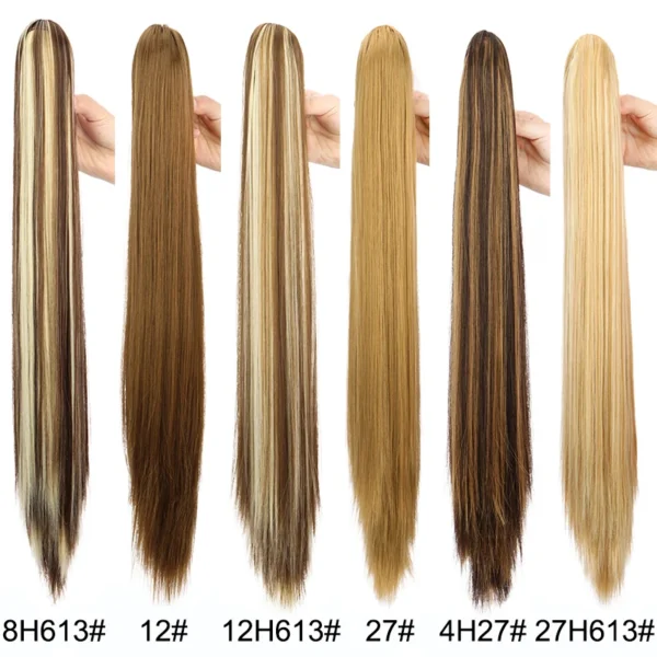 WIGSIN 24Inch Syntheitc Claw Clip On Long Straight Ponytail Hair Extension Black Brown Blonde for Women - Image 3