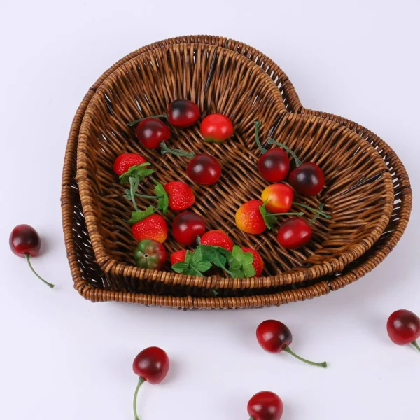 2pcs/set Woven Basket Imitation Rattan Woven Serving Baskets for Bread Fruit Vegetables Restaurant Serving Tabletop Display Ratt - Image 3