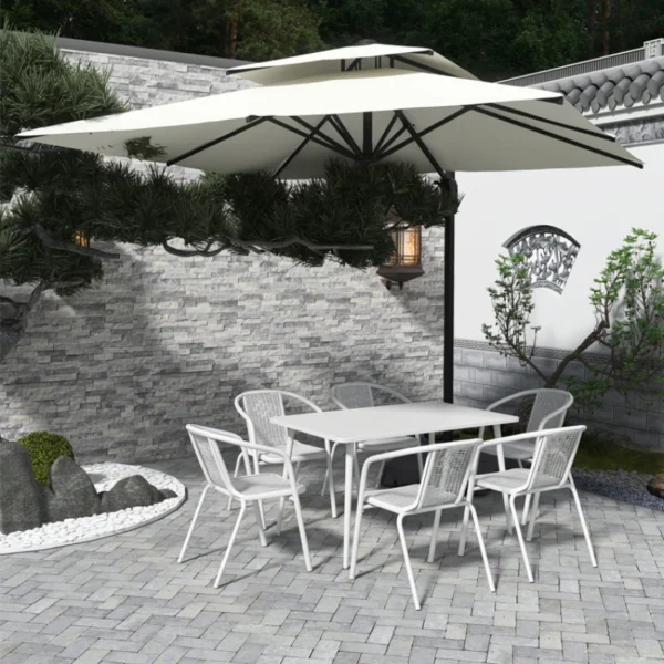 Outdoor Dining Table and Chairs Courtyard White Long Square Table Outdoor Casual Salon De Jardin Garden Furniture Sets WK50HY - Image 3