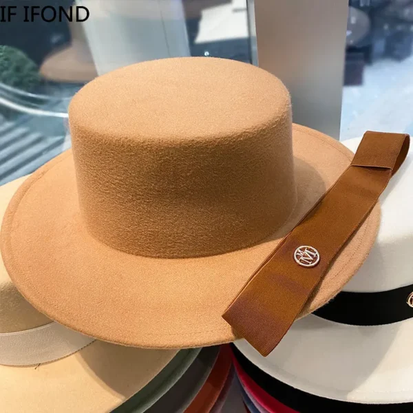 Fedora Hats for Women Fashion Elegant Bowler Dress Caps Panama Church Wedding Ribbon Band Hat Men Felt Jazz Hat - Image 4