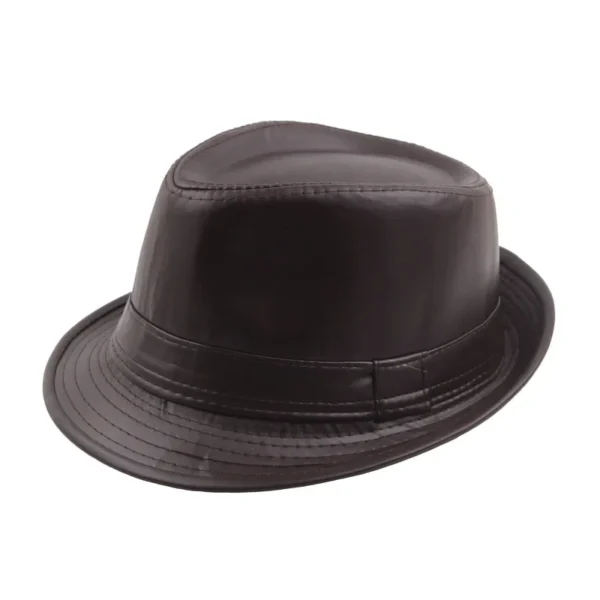 PU Leather Gift Fedoras  for Middle-aged and Elderly Autumn and Winter Outdoor Leisure Gentlemen Jazz Hat for Men Panama Hat - Image 5