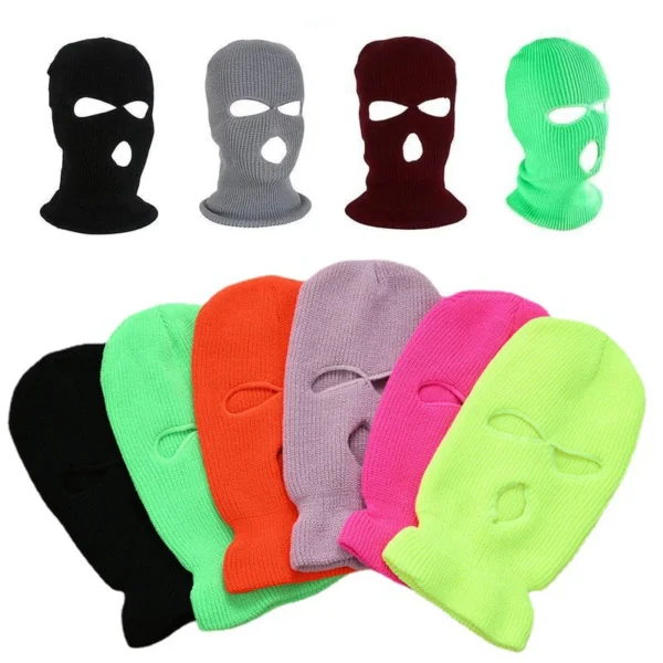 New Full Face Cover Three-hole Knitted Hat Men Women Mask Beanies Hat Balaclava Army Tactical CS Winter Warm Cycling Unisex Caps