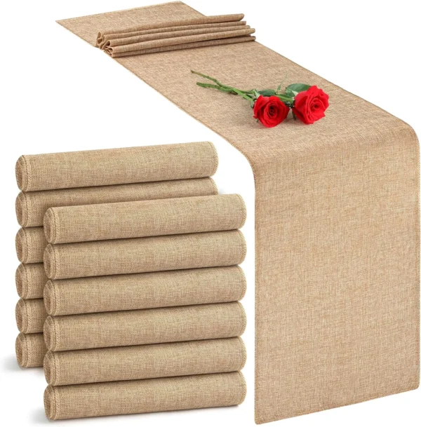 30cm Width Jute Linen Vintage Natural Table Runner Burlap Rustic Fabric Khaki Wedding Party Western  Table Runner Decoration