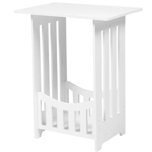 White End Table 2 Tier Boho Side Table Narrow Nightstand Storage Shelf Bedside Table Display Rack Small Spaces Bedroom Living - Image 5