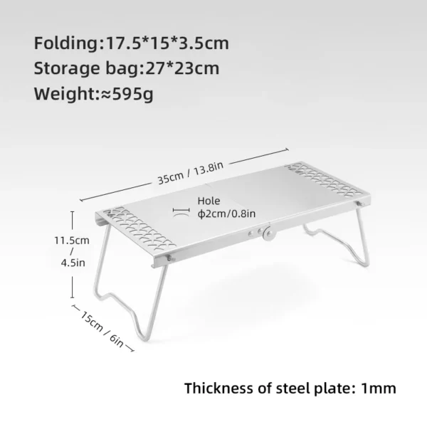 PACOONE Camping Excursion Table Anti-skid Stainless Steel Mini Table Outdoor Picnic Portable Foldable BBQ Table for Family - Image 2