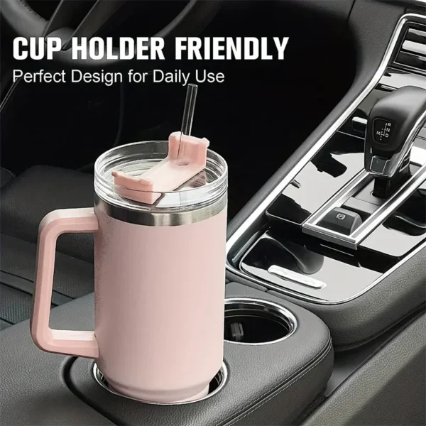 1200ML 304 Stainless Steel Insulated Water Bottle Thermal Coffee Car Cup Cold Hot Mugs Vacuum Flask With Handle Straw For Sport - Image 2