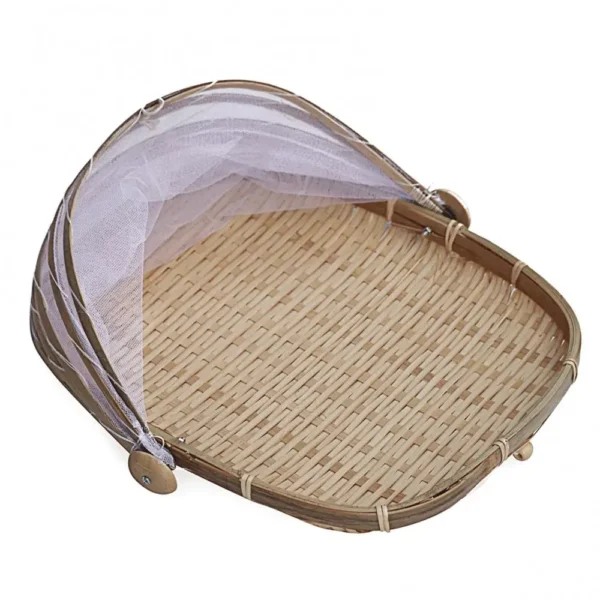 Storage Basket Mesh Bamboo Woven Food Fruit Anti Flies Insect Net Cover Tent Storage Basket - Image 5