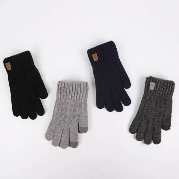 2023 new men's warm gloves winter touch screen plus fleece gloves cold warm wool knitted gloves - Image 3