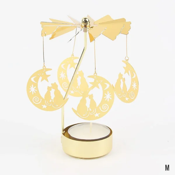 Carousel Candle Holder Gold Metal Candlesticks Room Decor Cake Rotating Candle Stand Home Decoration For Valentine's Christmas - Image 3