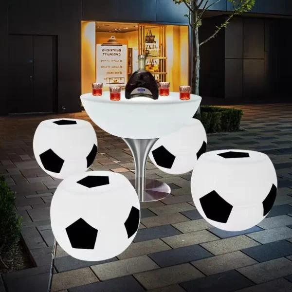 Creative Football LED Luminous Round Coffee Table Waterproof Bar Tables Outdoor Plastic Bench Commercial Furniture Supply - Image 3