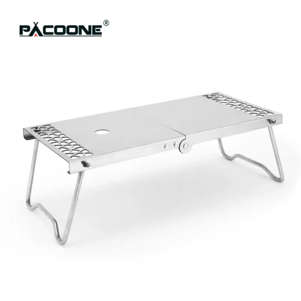 PACOONE Camping Excursion Table Anti-skid Stainless Steel Mini Table Outdoor Picnic Portable Foldable BBQ Table for Family