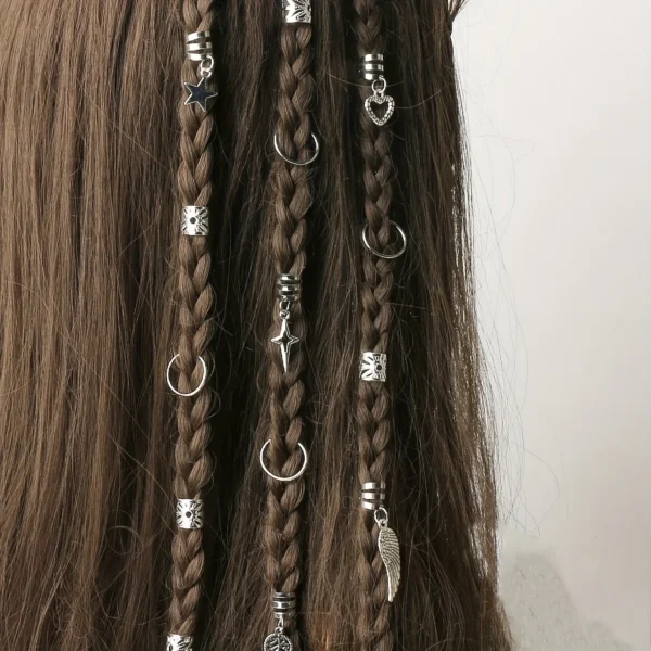 45pcs Alloy Braid Hair Ring Dreadlock Hair Ring - Hippie Style Hair Accessories Loc Hair Jewelry for Braids for Girls and Women - Image 3