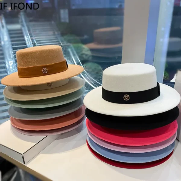 Fedora Hats for Women Fashion Elegant Bowler Dress Caps Panama Church Wedding Ribbon Band Hat Men Felt Jazz Hat - Image 3