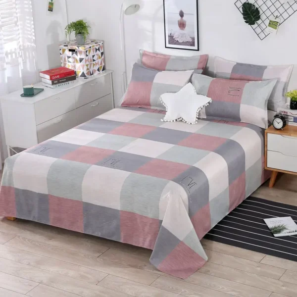 3pcs/Set Home Textile Bed Sheet Set with Pillowcases Cotton Material Lovers Room Bedding Room Flat Sheet - Image 2