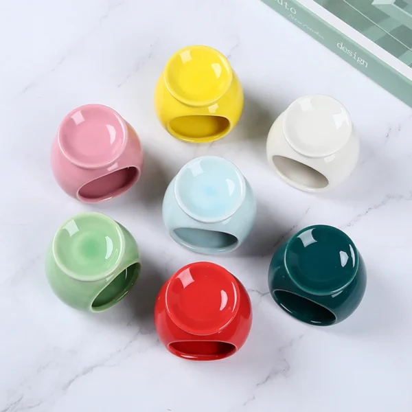 Porcelain Aroma Burner Essential Oil Furance Mini Candle Holder Solid Color Ceramic Crafts Fragrance Item Living Room Home Decor - Image 3