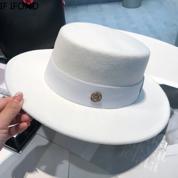 Fedora Hats for Women Fashion Elegant Bowler Dress Caps Panama Church Wedding Ribbon Band Hat Men Felt Jazz Hat - Image 6